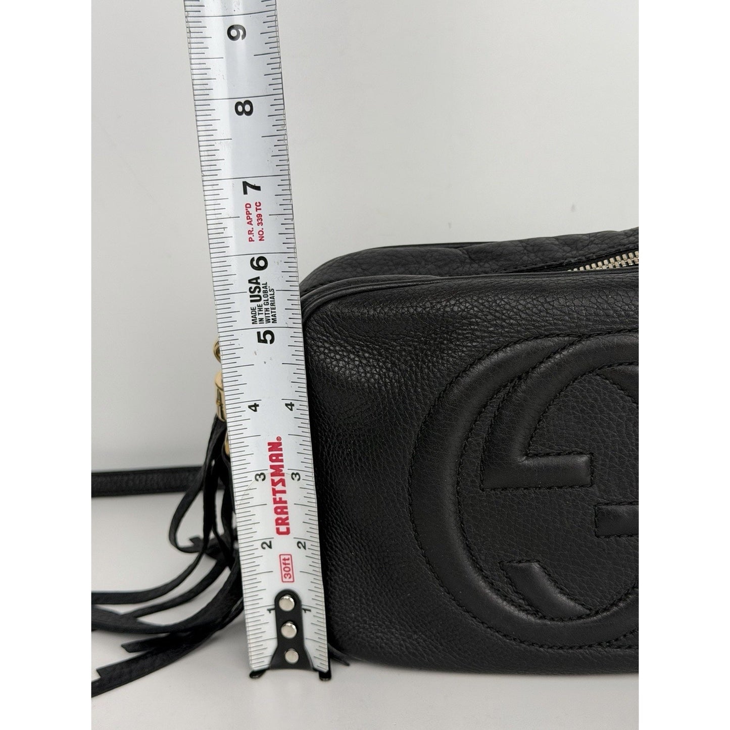 Gucci Soho Small Disco Shoulder Bag in Black Pebbled Calfskin Leather S19