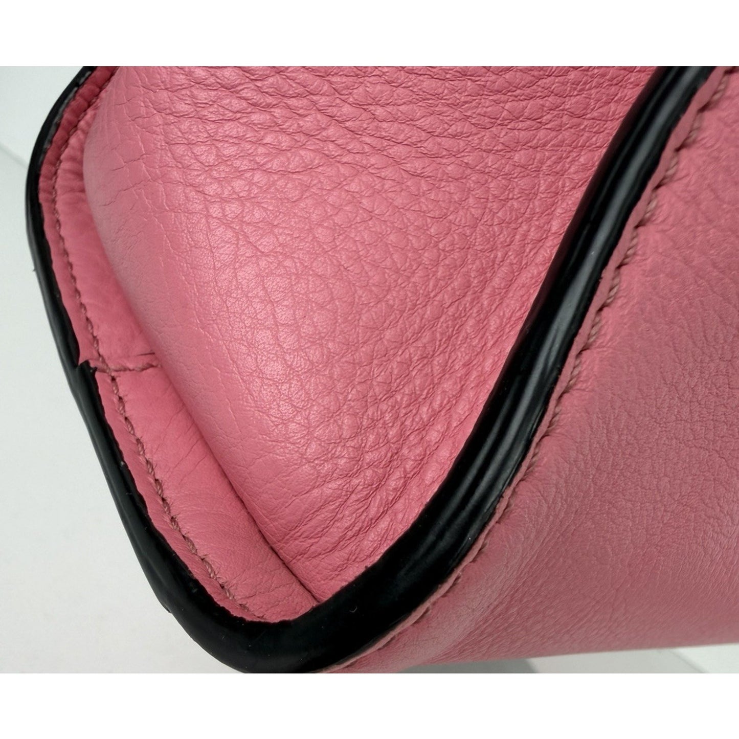 Fendi Peekaboo HandBag Medium Pink Calfskin Leather & Gold-Tone Twist Lock C3