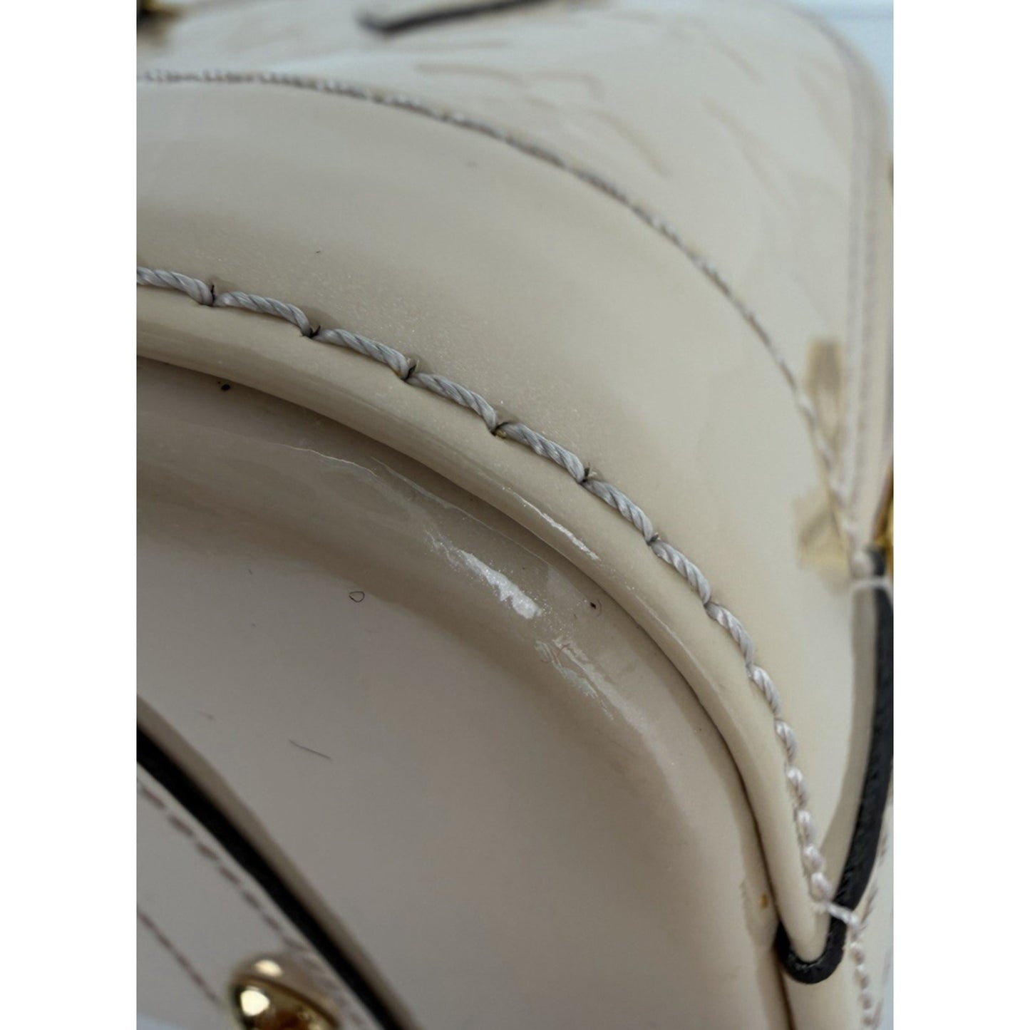 Louis Vuitton Alma Top Handle Bag BB Beige Leather Monogram Vernis 2013 S17