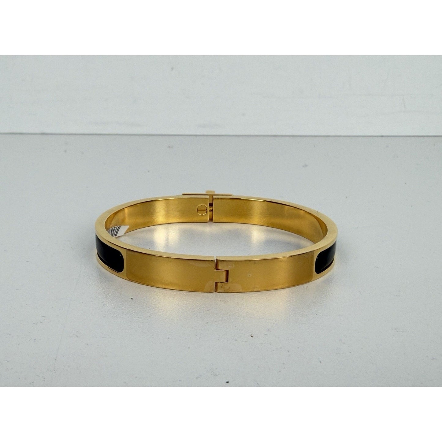 Hermes Mini Clic Kelly Noir Bracelet in Gold-Plating and Black Enamel
