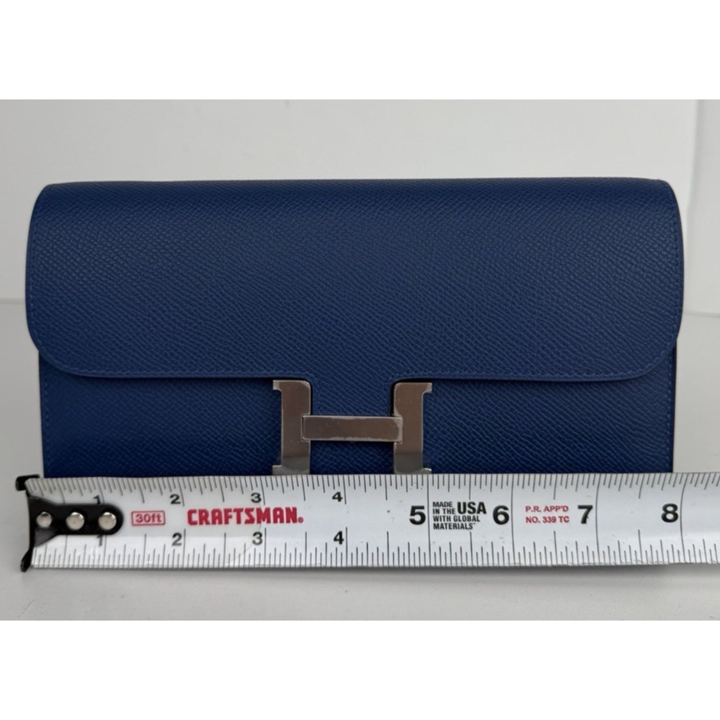 Hermes Constance To Go Long Wallet Bag in Blue Epsom Leather Silver-Tone HW D-6