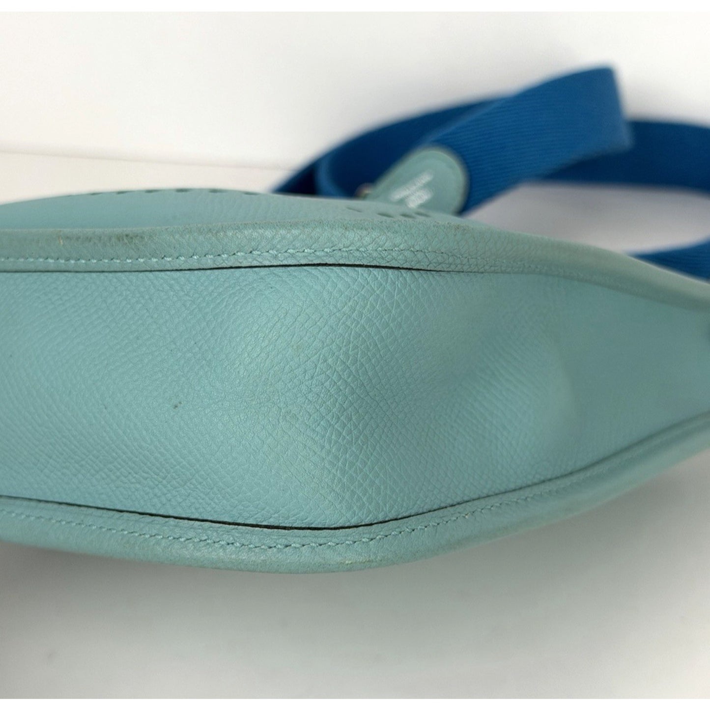Hermes Evelyne TPM 16 Gen III Bag in Bleu Atoll and Canvas Shoulder Strap 2017D1