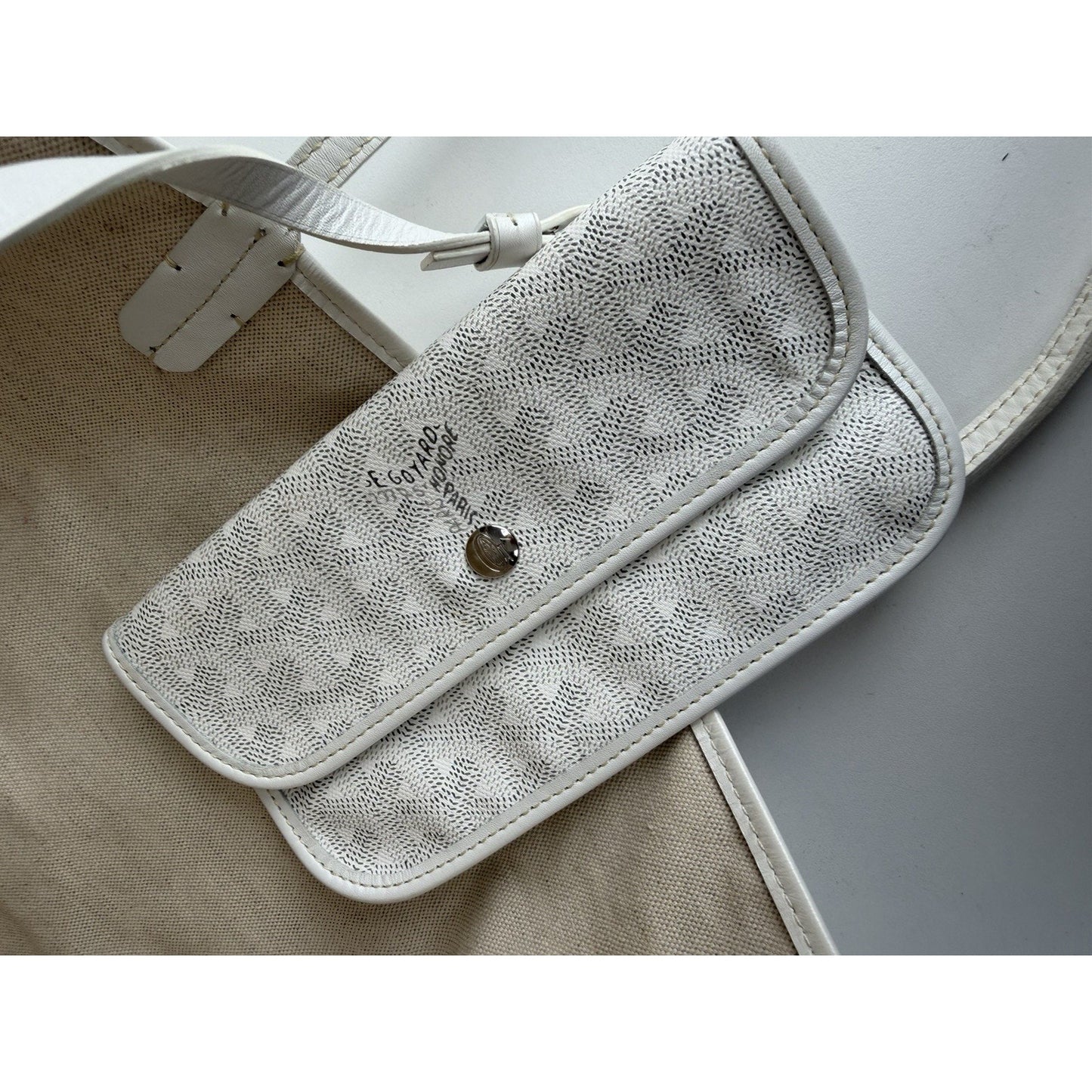 Goyard Saint Louis PM Tote Bag in White Goayrdine Coated Canvas B-2