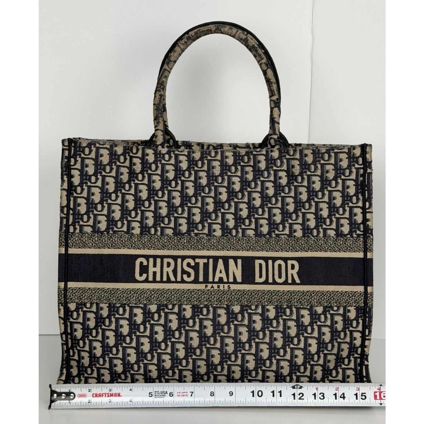 Christian Dior Large Book Tote in Ecru and Blue Dior Oblique Canvas B-5