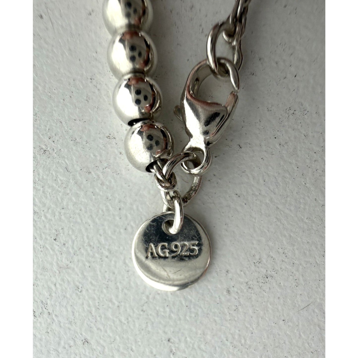 Tiffany & Co. Sterling Silver Bow Charm Beaded Bracelet