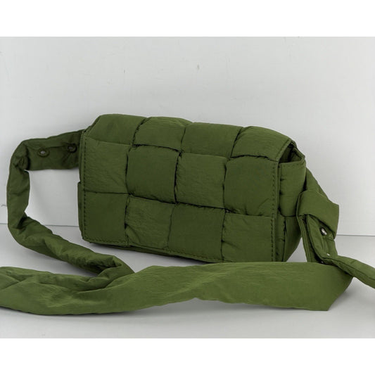 Bottega Veneta Padded Tech Mini Cassette Belt Bag Green Intrecciato Nylon S15
