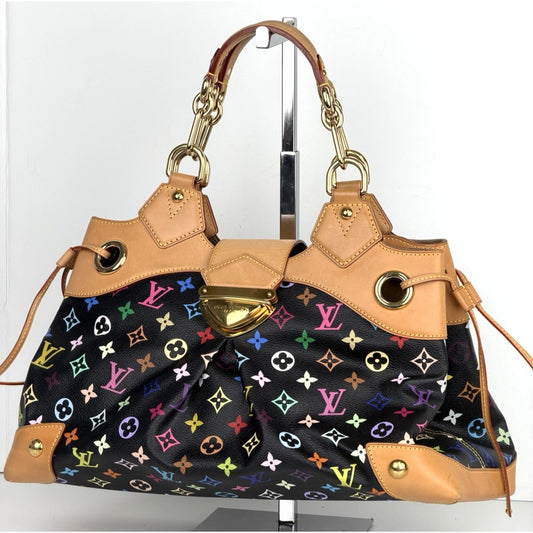 Louis Vuitton x Takashi Murakami Ursula Bag in Black and Multicolore Coated D-4
