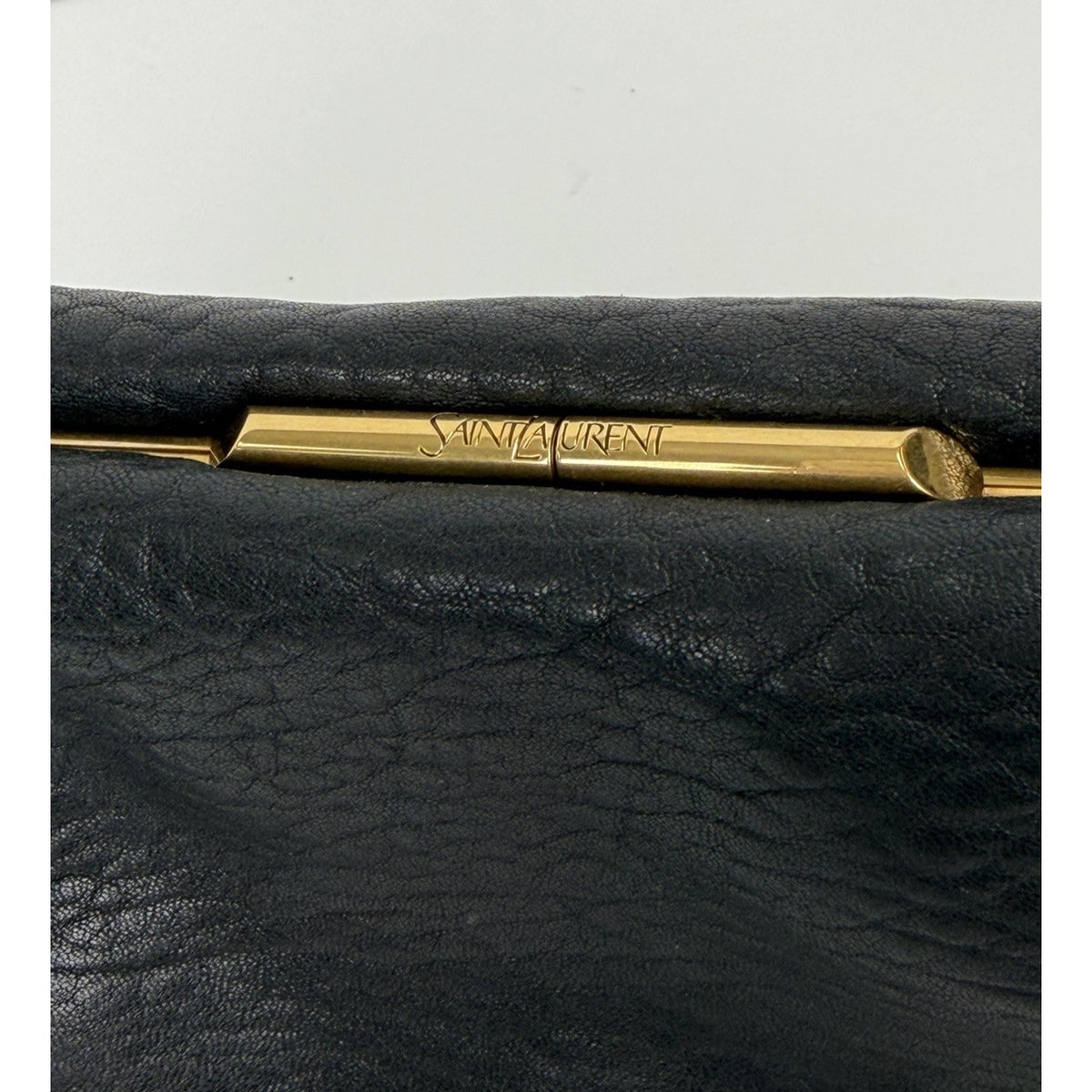 Saint Laurent Large Clutch in Nero Crafted Grained Leather Gold-Tone Hardware F3