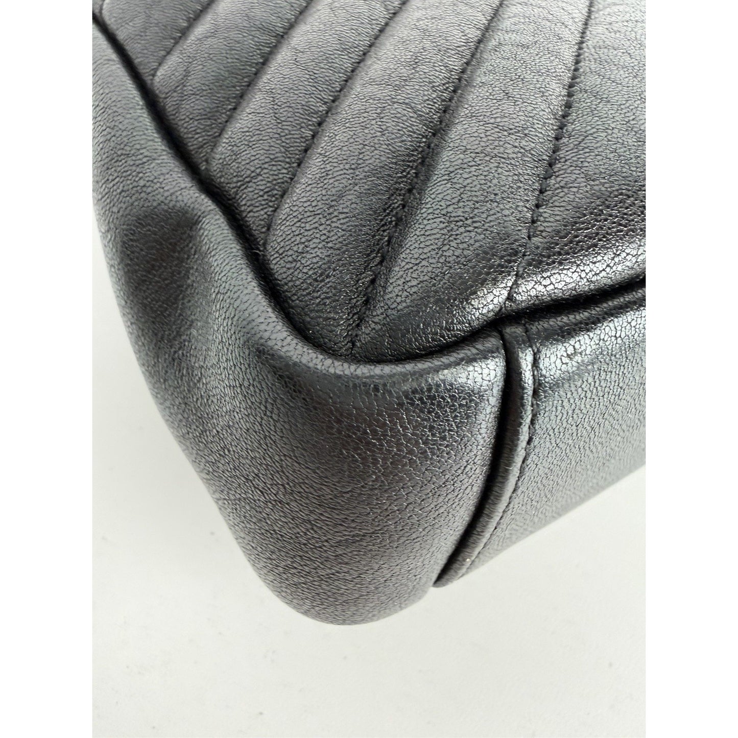 Saint Laurent College Shoulder Bag Medium in Black Chevron-Quilted Leather S-07