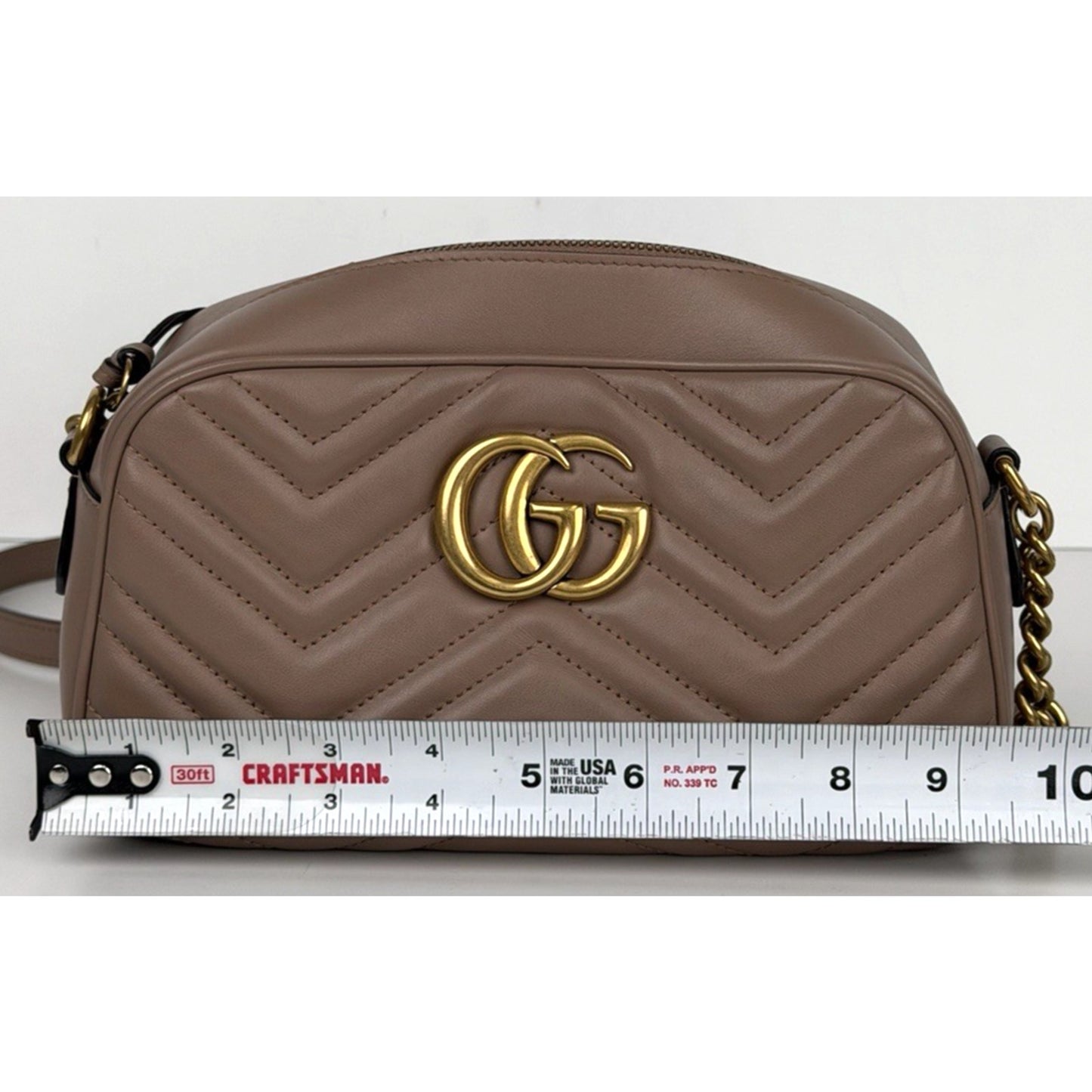 Gucci GG Marmont Camera Bag Small in Porcelain Rose Matelasse Leather S