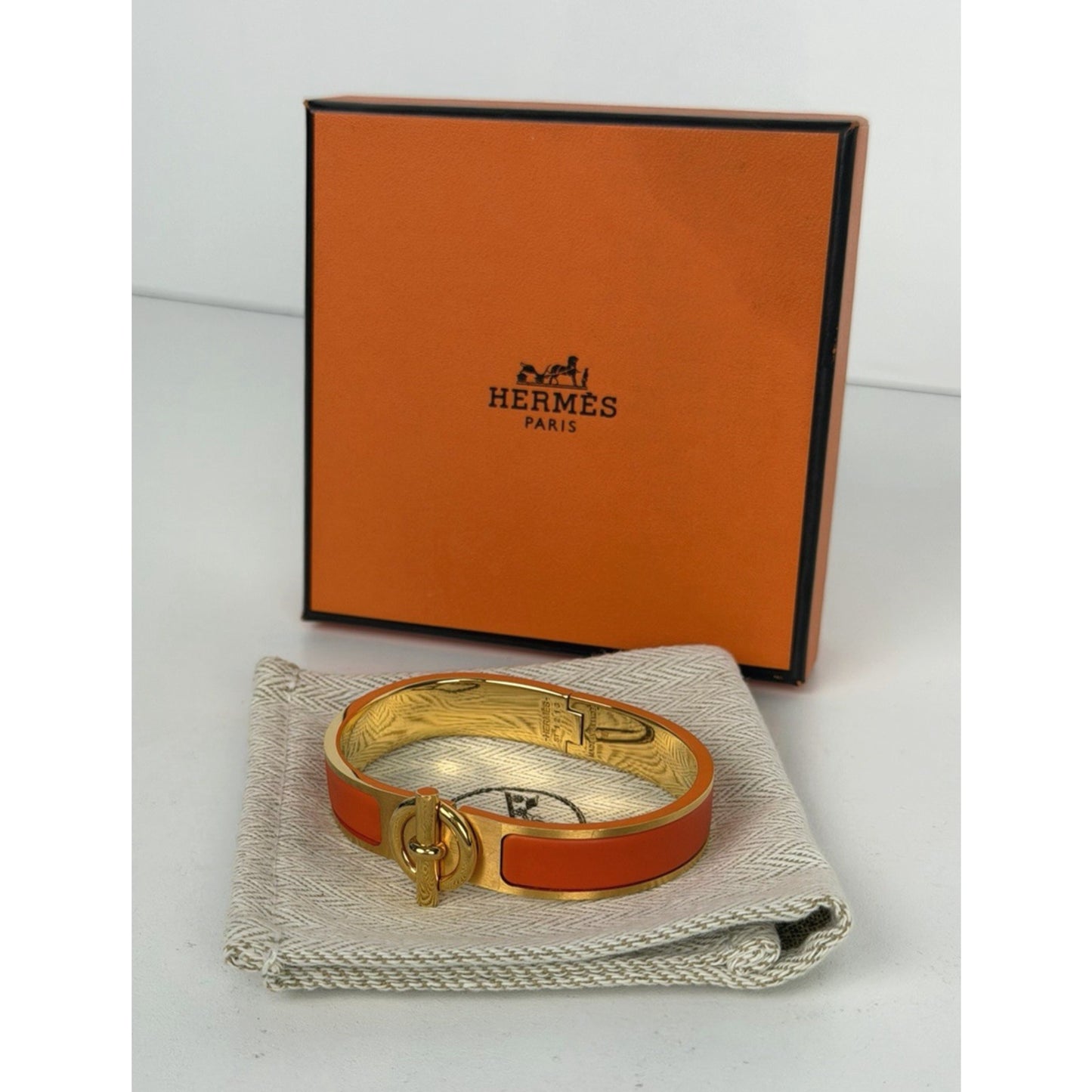 Hermes Clic H Bracelet in Orange Enamel