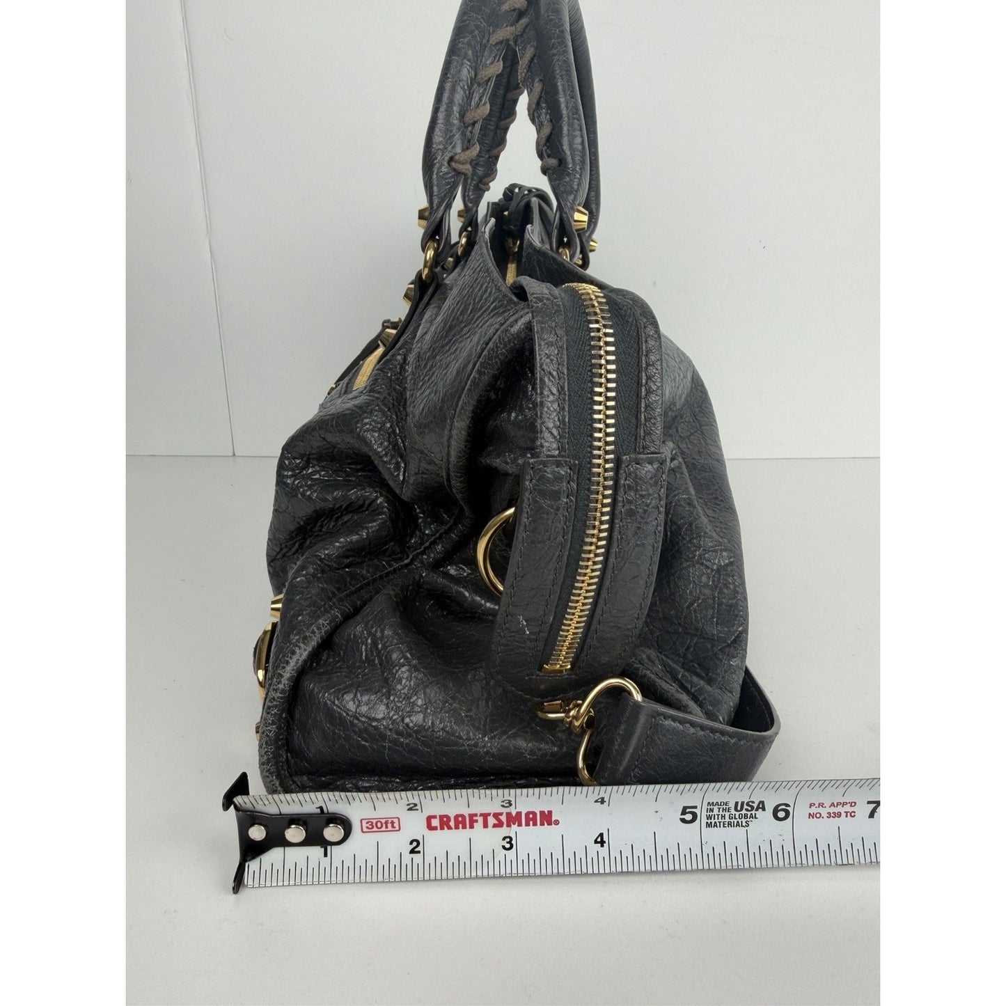 Balenciaga Classic City Shoulder Bag in Gray Textured Leather Medium S