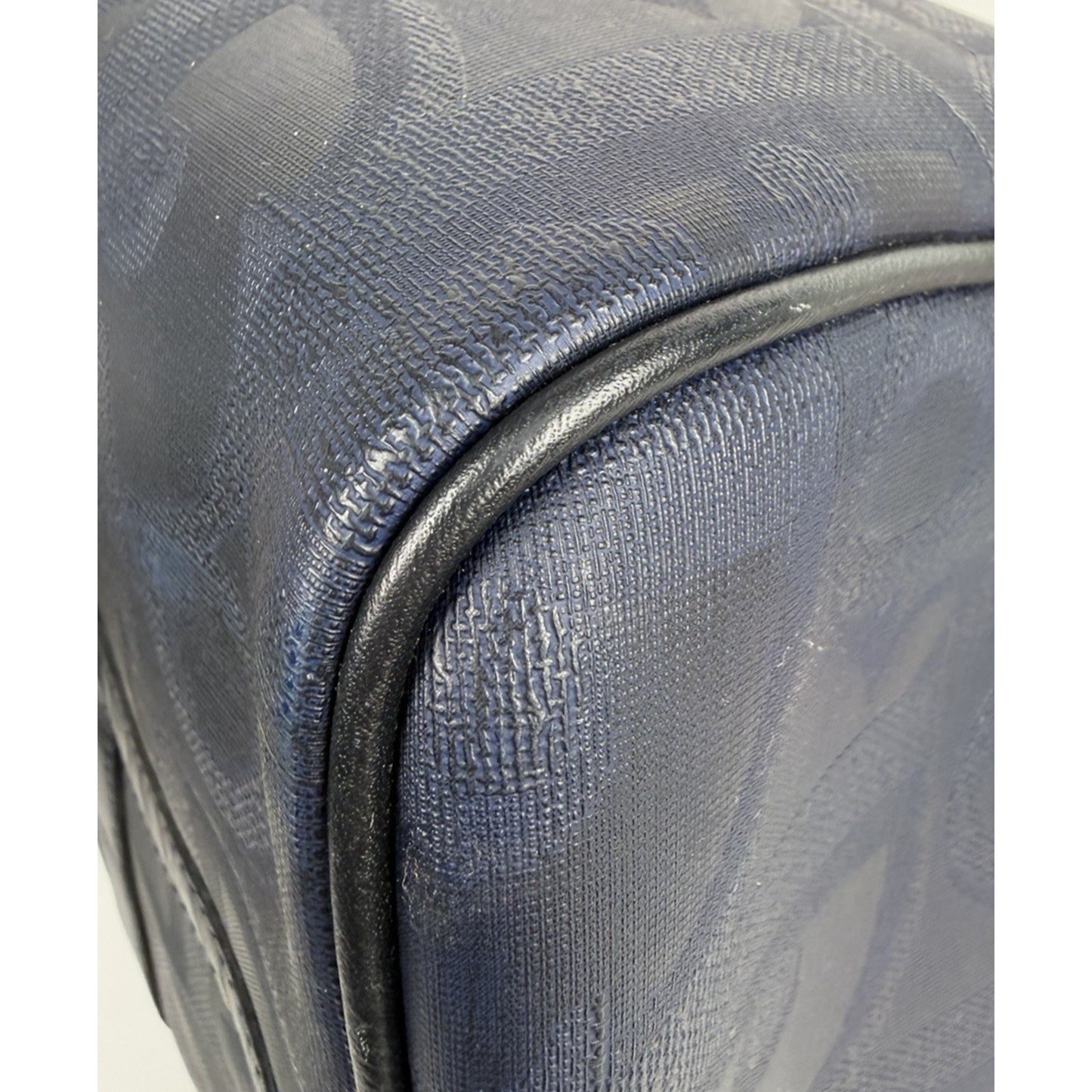Christian Dior Trotter Boston 40 Bag Vintage in Navy Coated Canvas S