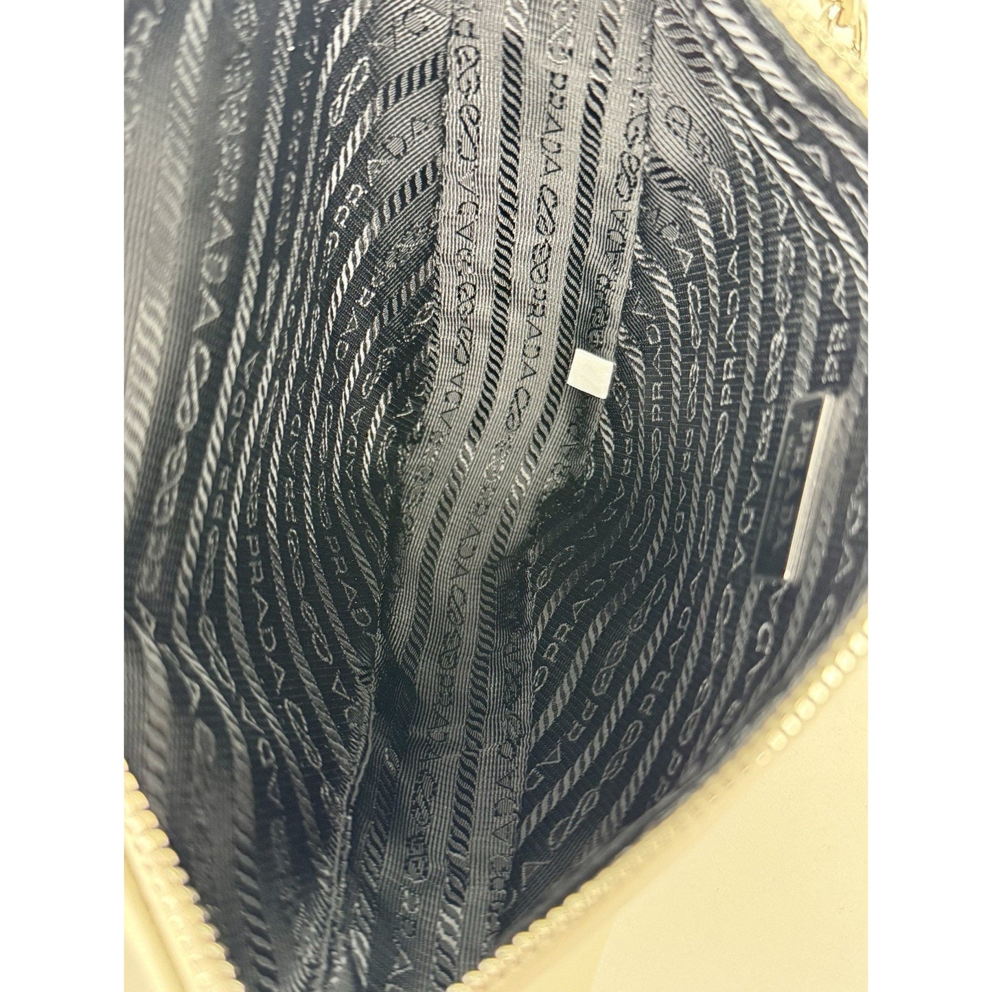 Prada Triangle Logo Shoulder Bag Ivory Leather Silver Hardware