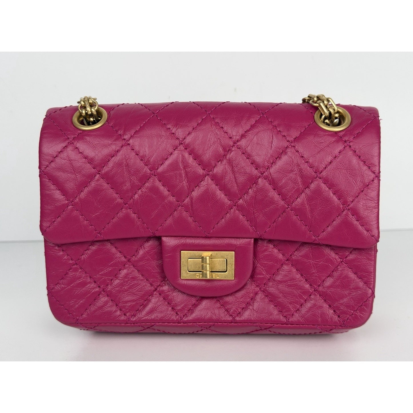 Chanel 2.55 Reissue Mini Flap Bag Quilted Calfskin Leather Pink Microchipped C9