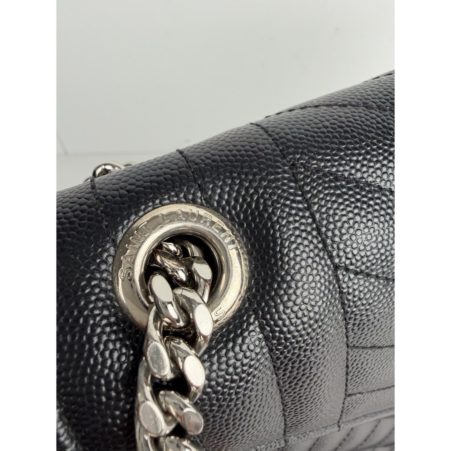 Saint Laurent Envelope Bag Large in Black Grain de Poudre Quilted Leather B1