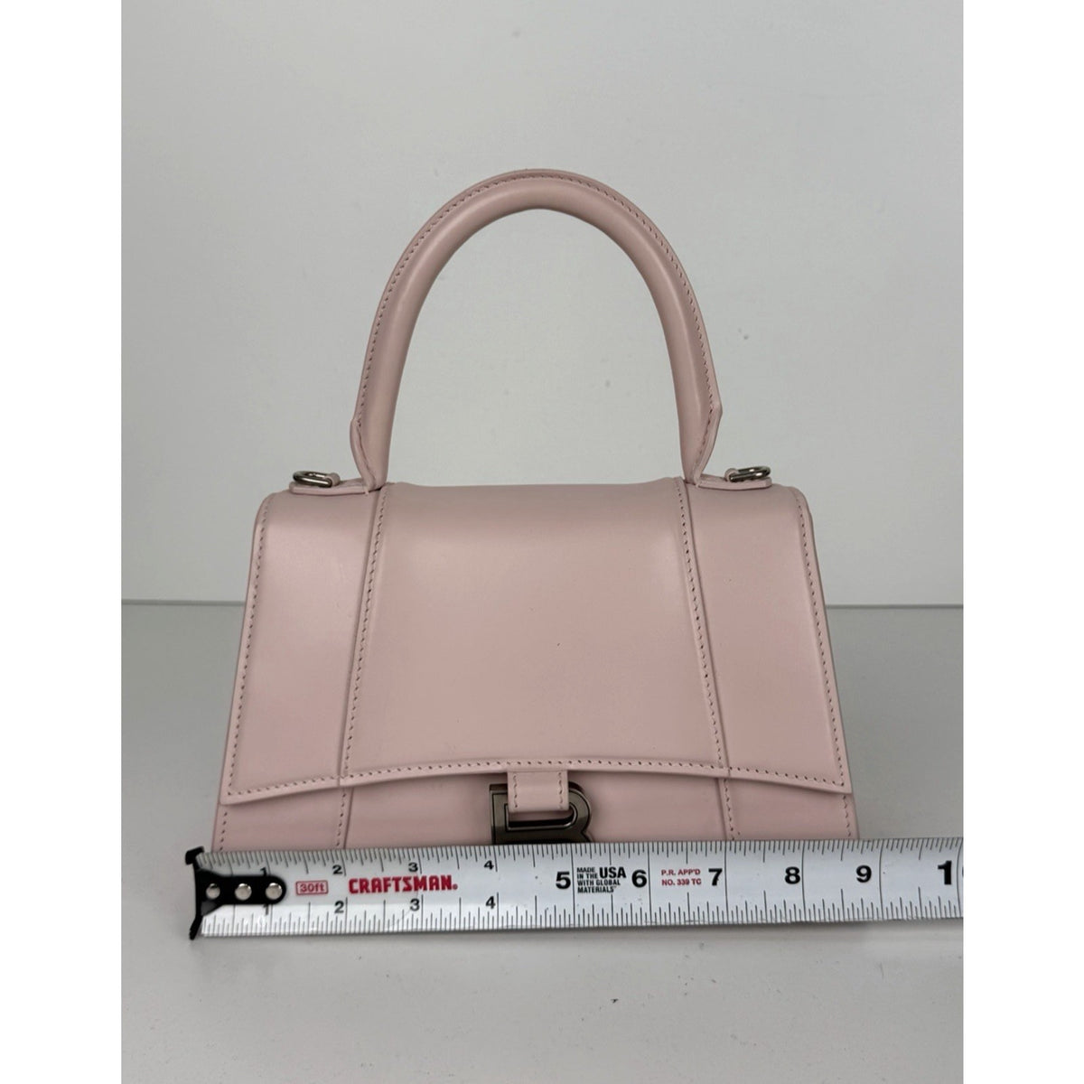 Balenciaga Hourglass Small Top Handle Bag in Pink Leather Detachable Strap S-05