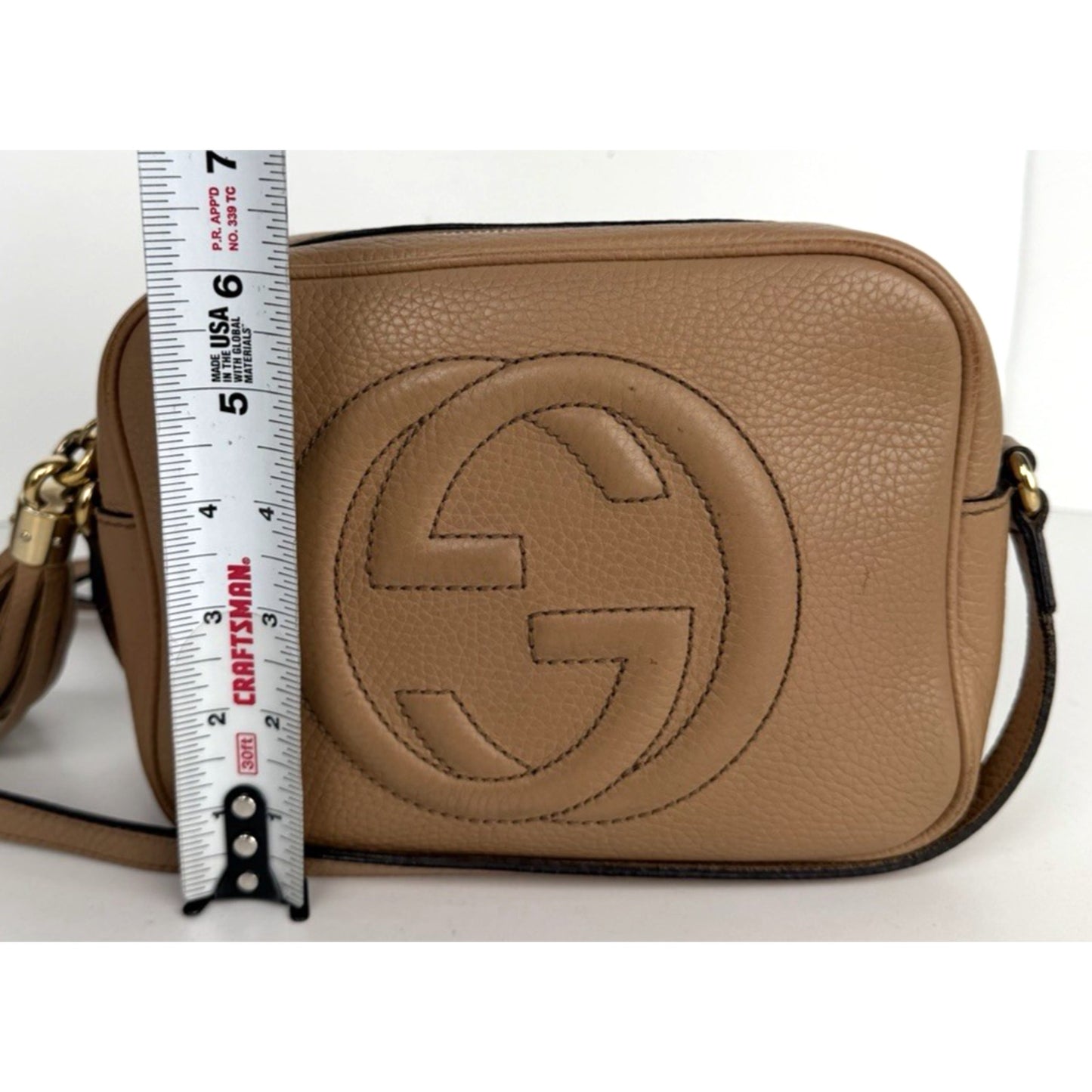 Soho Disco Small Bag in Light Brown Leather Crossbody Champagne Hardware S