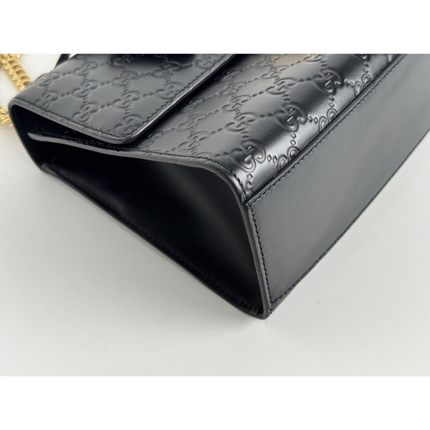 Gucci Padlock Shoulder Bag Black Guccissima Leather with Gold Hardware D-1