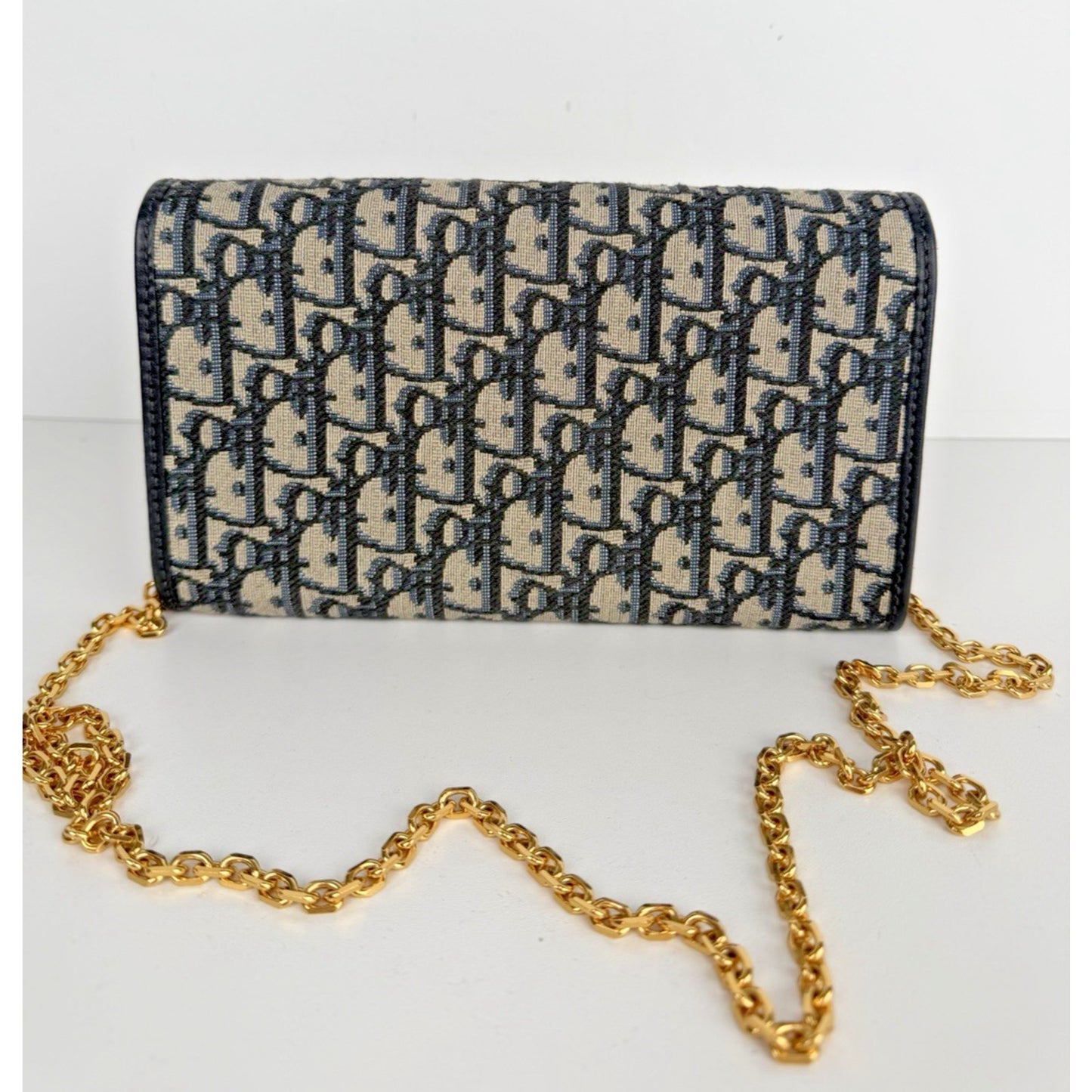 Christian Dior Oblique Jacquard Bobby East-West Chain Clutch Bag in Blue 2023 C6