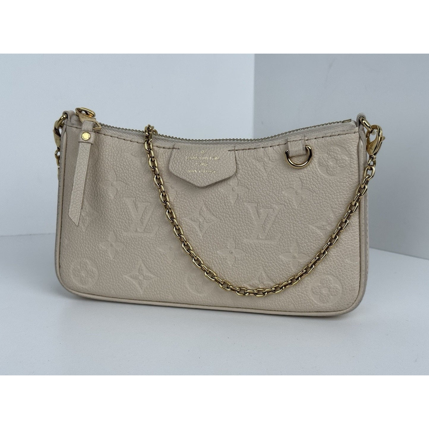 Louis Vuitton Easy Pouch On Strap White Monogram Empreinte Leather