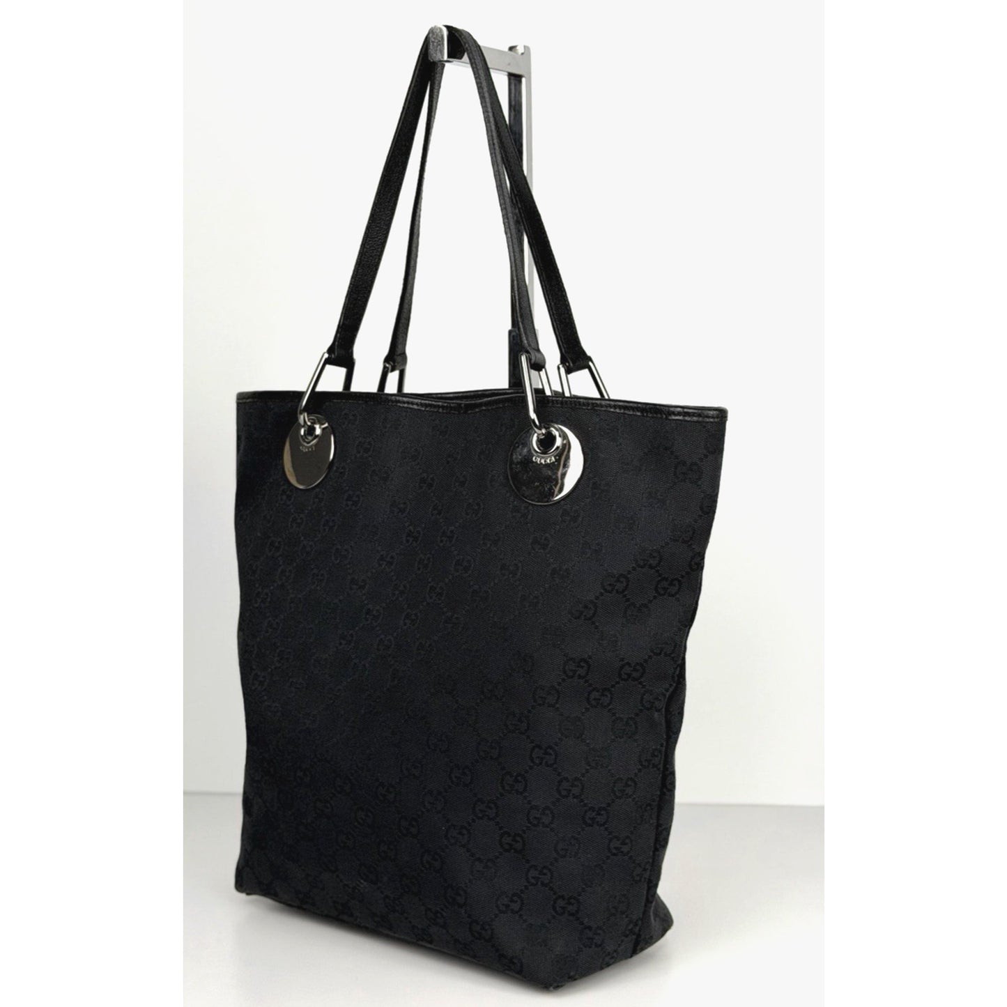 Gucci GG Canvas Eclipse Tote Bag Medium in Black GG Monogram Pattern S07