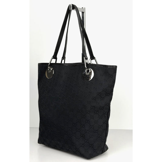 Gucci GG Canvas Eclipse Tote Bag Medium in Black GG Monogram Pattern S07
