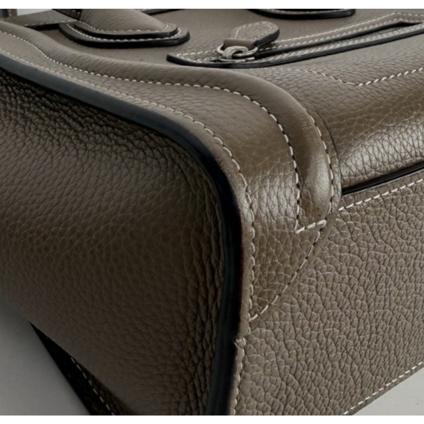 Celine Luggage Nano Bag in "Souris" Taupe Shade Drummed Calfskin Leather S05