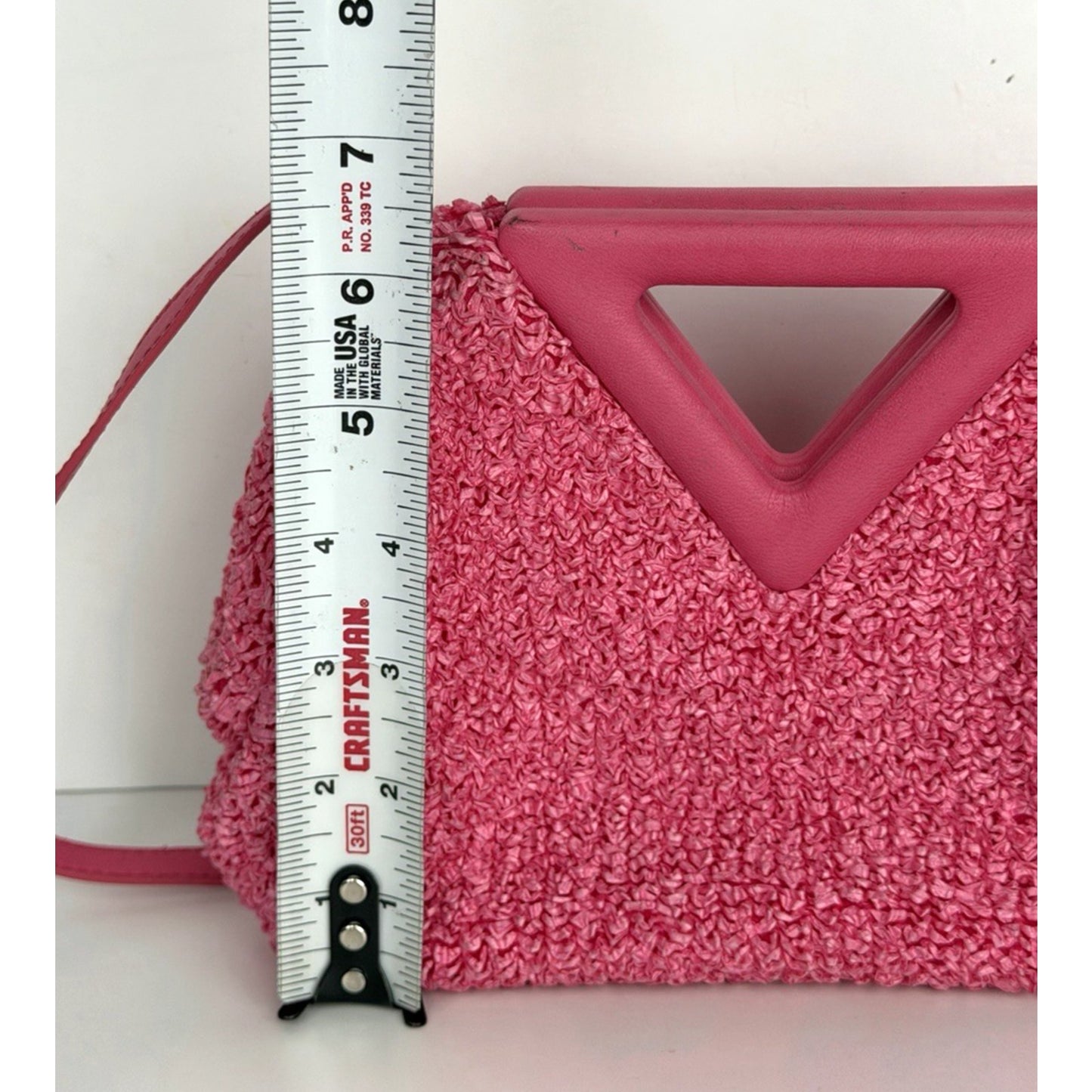 Bottega Veneta Boucle The Point Top Handle Bag Small in Pink Curly Raffia S19