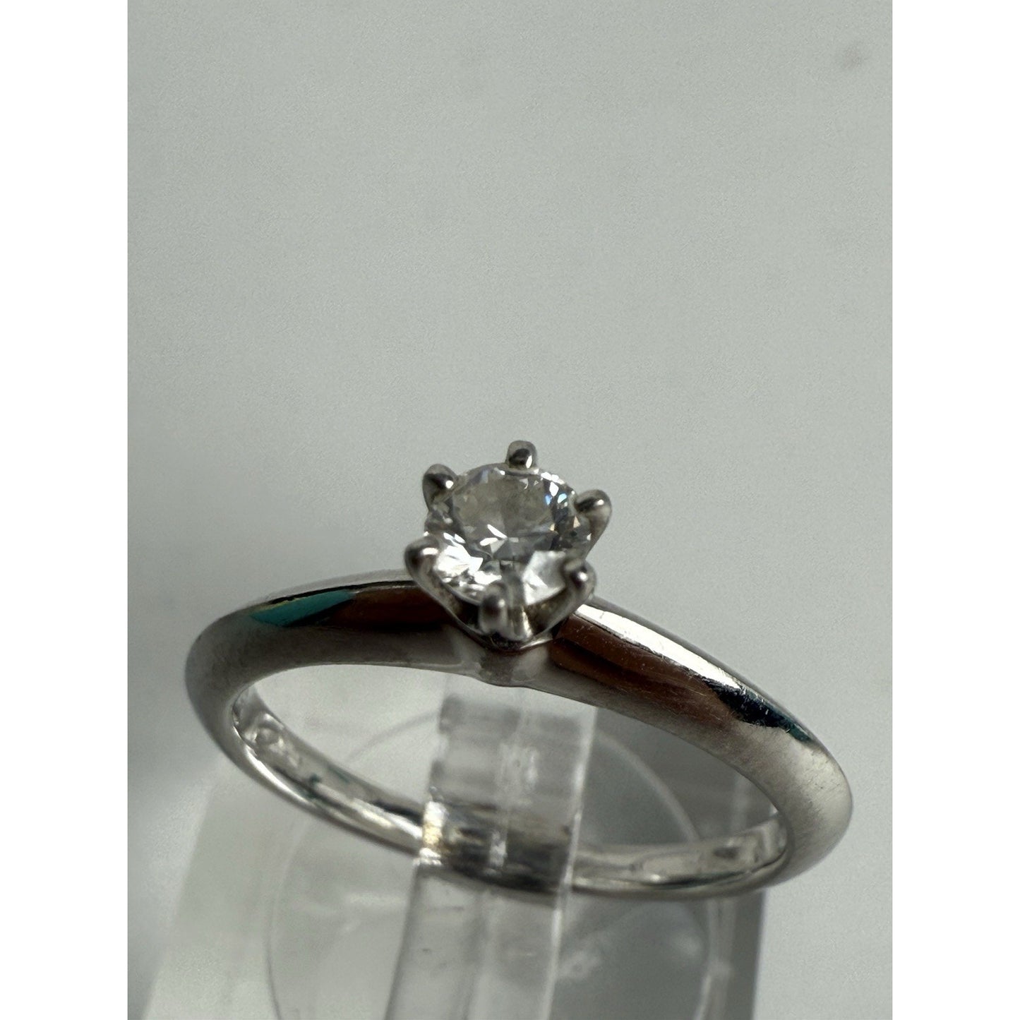Tiffany & Co Platinum Diamond Engagement Ring 0.15 Carat Brilliant Cut Size 4.75