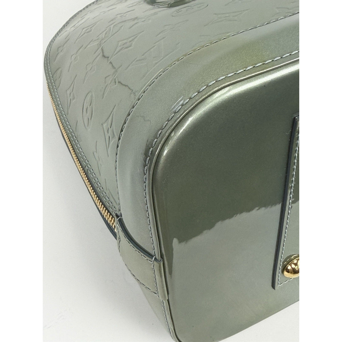 Louis Vuitton Alma GM Handbag in Green LV Monogram Vernis Patent Leather 2011 F2