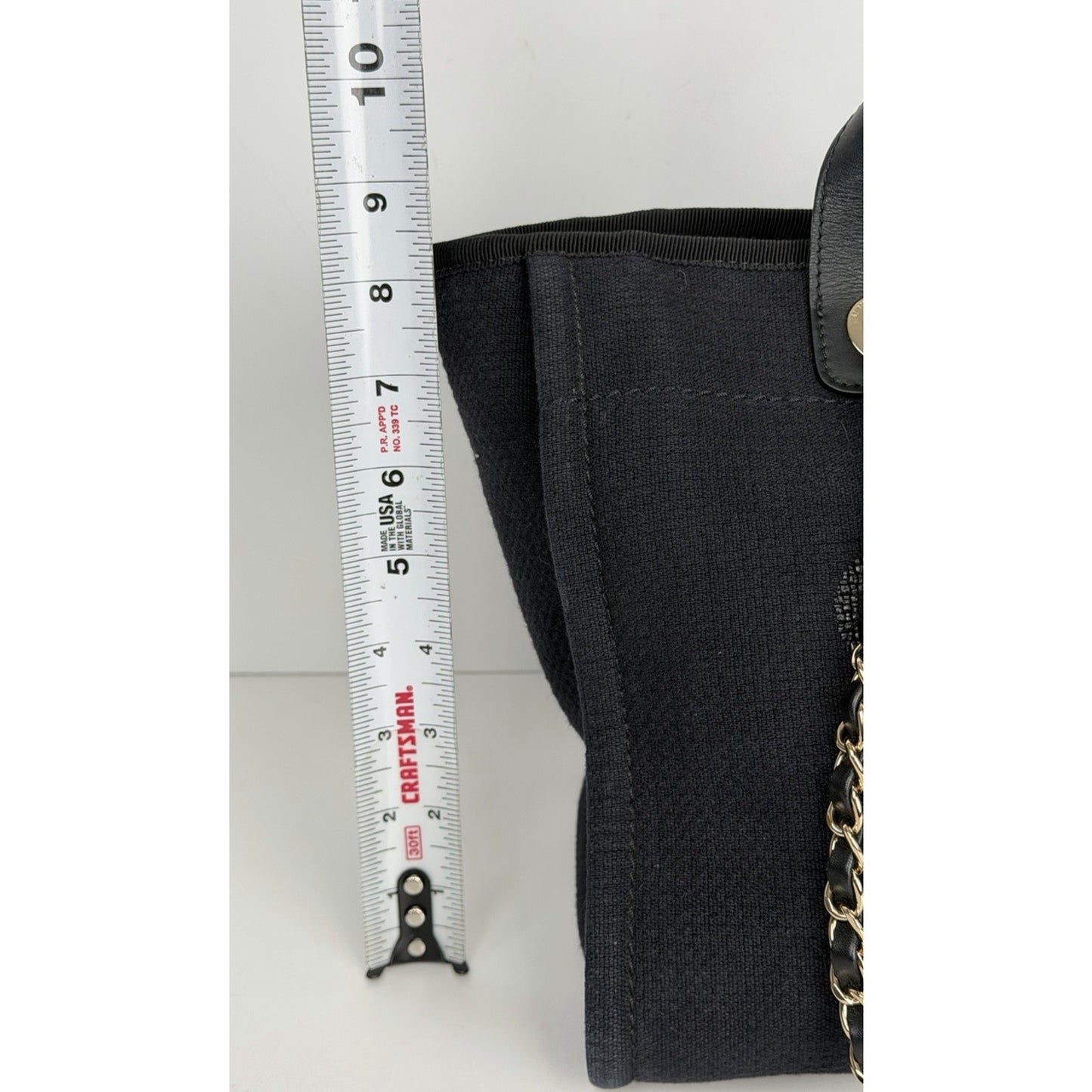 Chanel Deauville Tote Bag Smmall in Black Canvas with Gold-Tone Hardware NFC C4