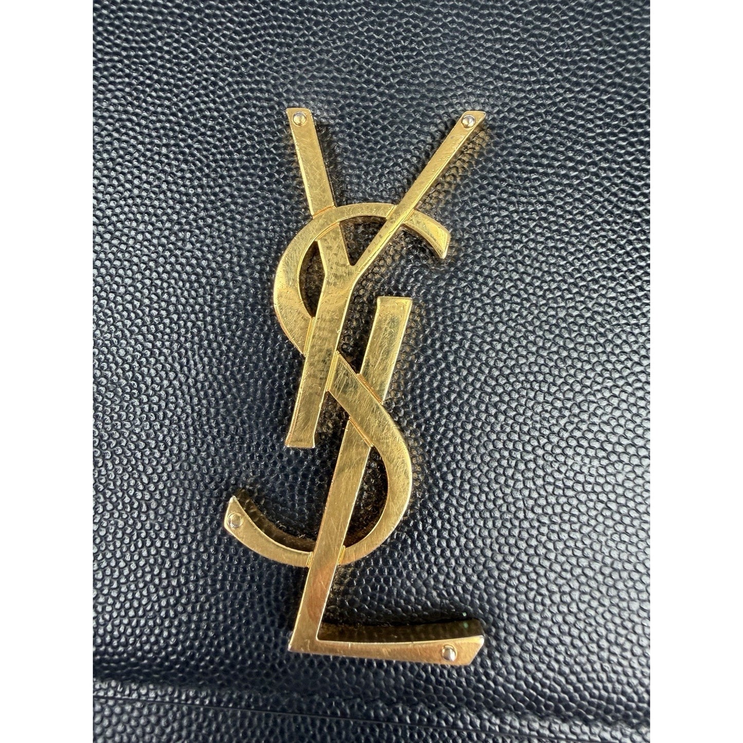 Saint Laurent Grain De Poudre Medium Classic Monogram Kate Satchel Black NFC S