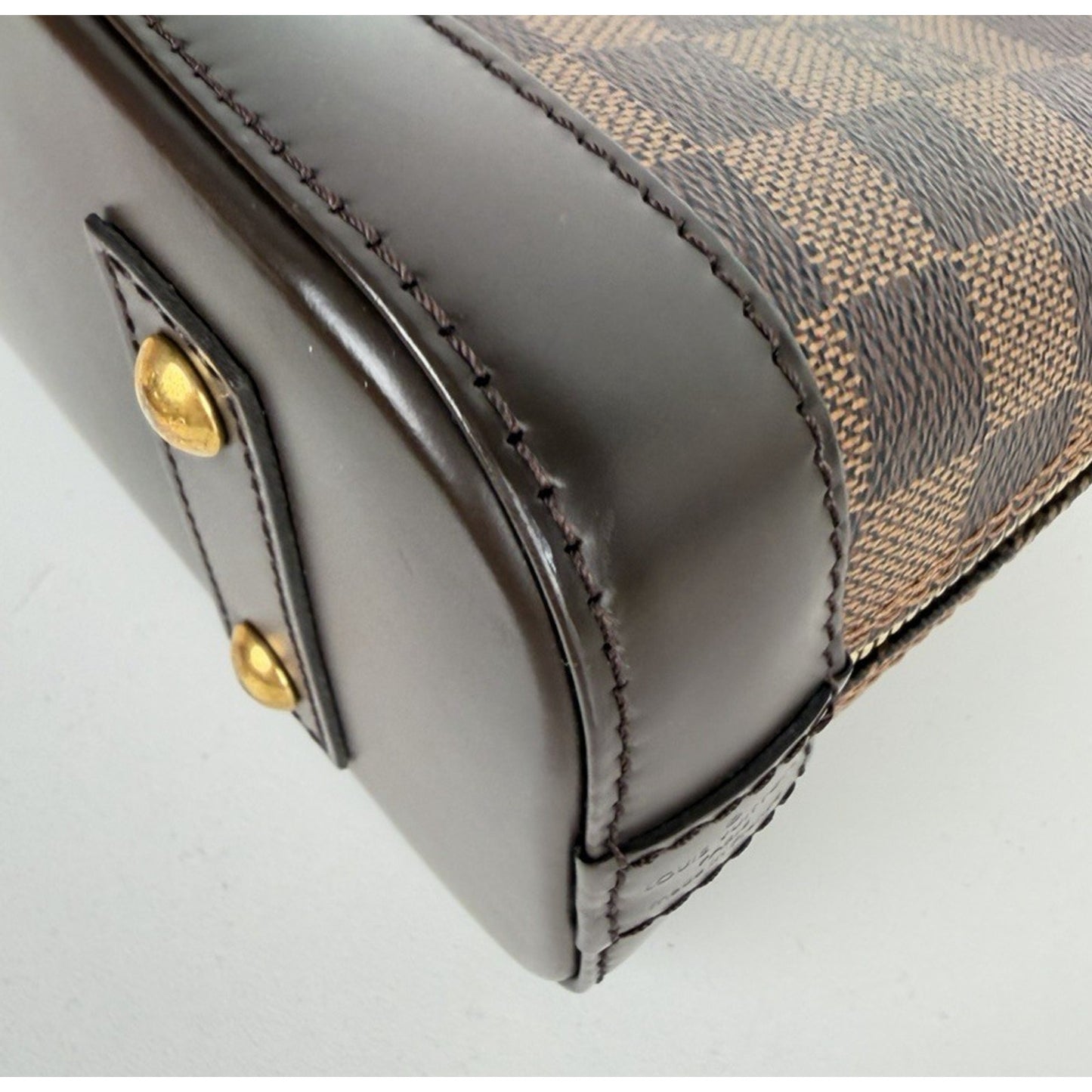 Louis Vuitton Alma BB Bag in Damier Ebene Coated Canvas Leather Trim 2019 E8