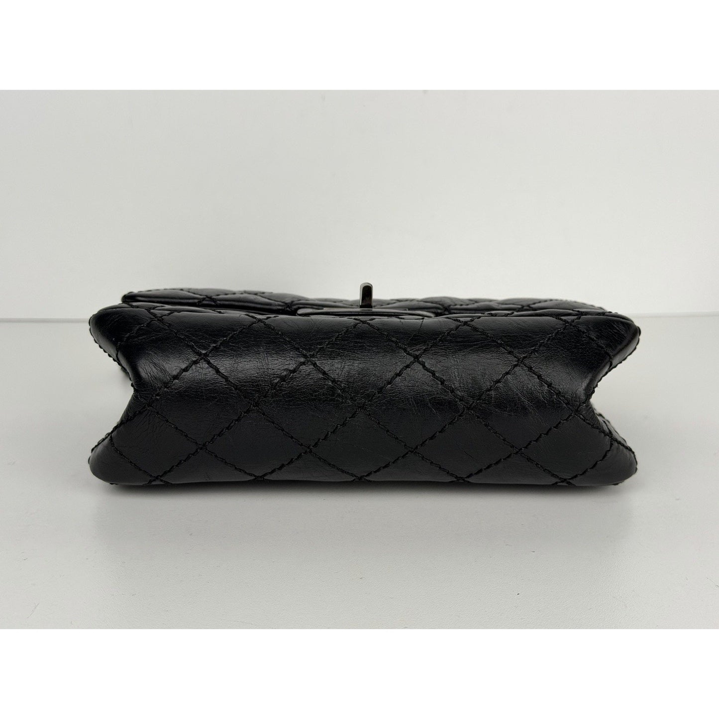 Chanel 2.55 Reissue Mini Flap Bag in Black Aged Calfskin Leather 2017 D5