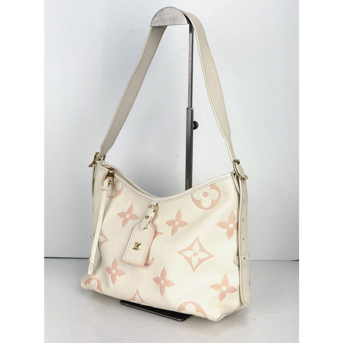 Louis Vuitton CarryAll Bag PM White Pink Giant Monogram Empreinte Leather NFC D7