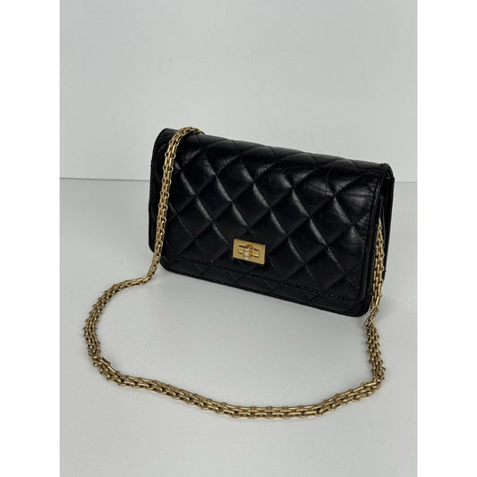 Chanel Reissue 2.55 Wallet On Chain Bag in Black Aged Leather E-3
