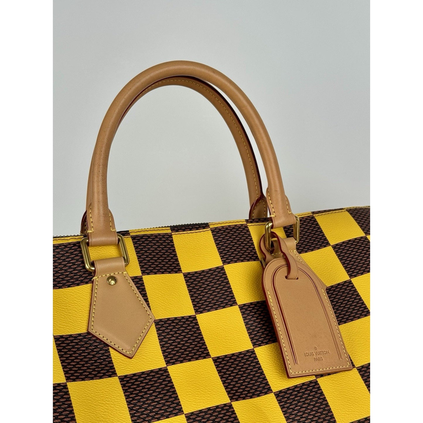 Louis Vuitton Speedy 55 Bandouliere Damier Pop Yellow and Brown Canvas