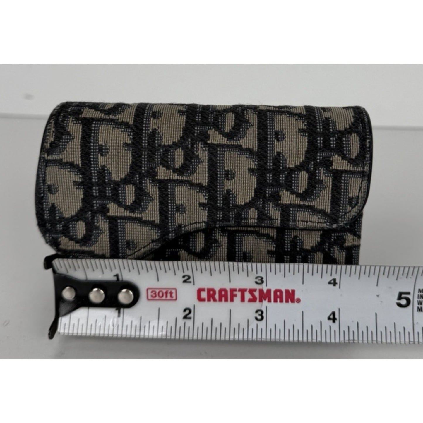 Christian Dior Saddle Lotus Card Holder Wallet in Blue Oblique Jacquard K-3
