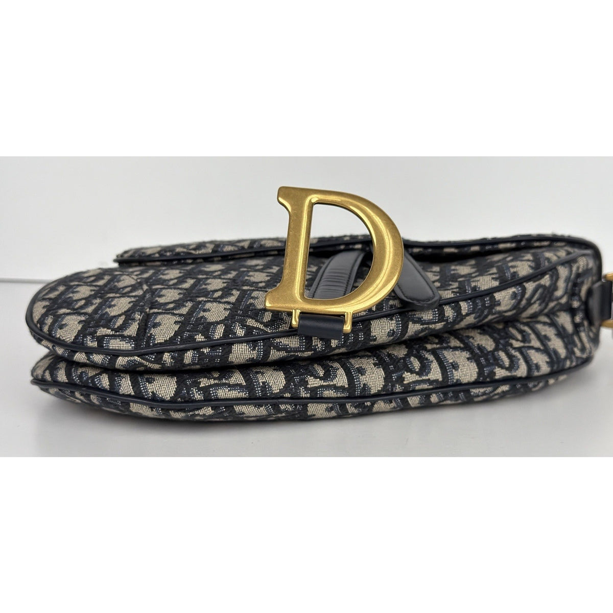 Christian Dior Blue Oblique Jacquard Saddle Medium Bag C-4