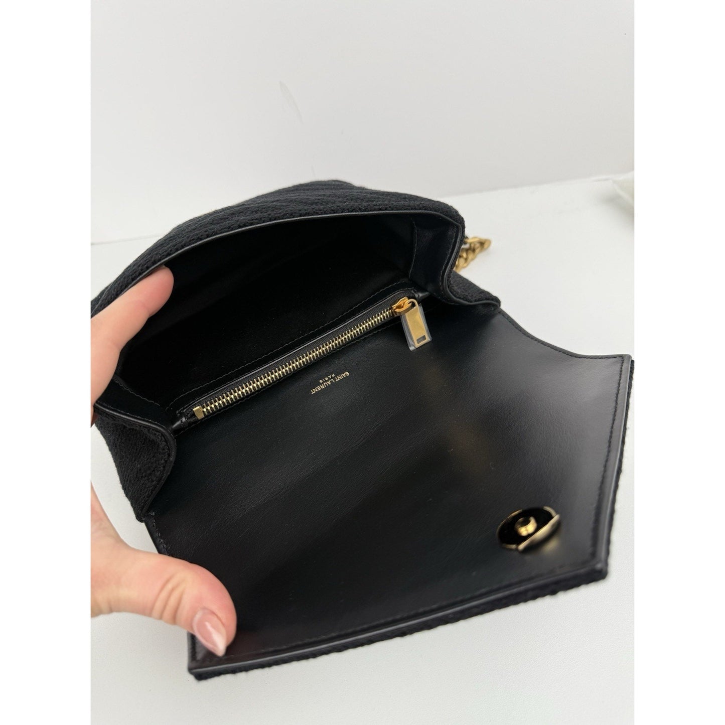 Saint Laurent College Medium Shoulder Bag in Quilted Tweed