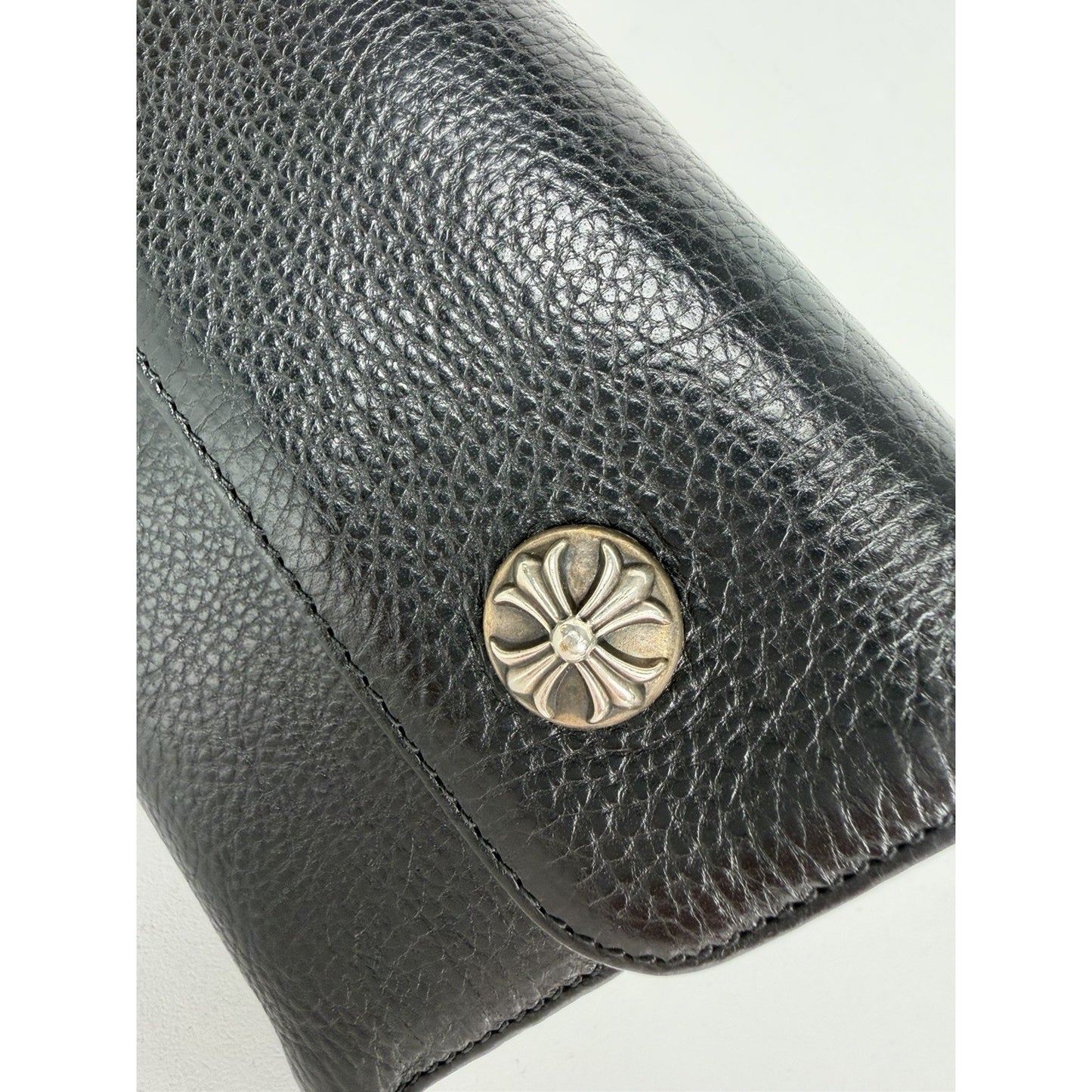 Chrome Hearts Wave Trifold Wallet in Black Leather with Silver-Tone Hardware K2