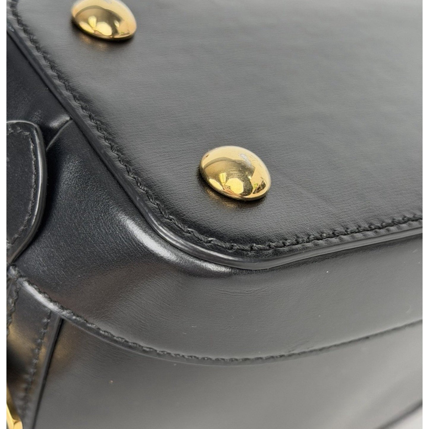 LAYAWAY Gucci Horsebit 1955 Medium Top Handle Bag in Black Smooth Leather C5