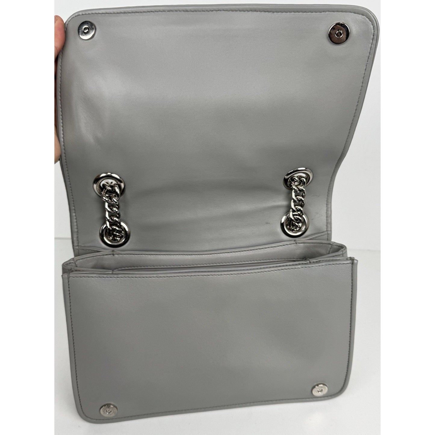 Miu Miu Nappa Matelassé Flap Crossbody Bag Grey B-6