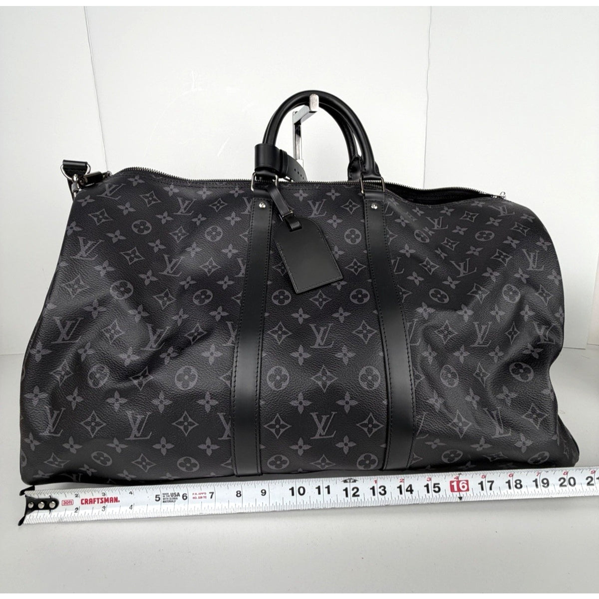 Louis Vuitton Keepall Bandouliere 55 Duffle Bag in Black Coated Canvas NFC E2