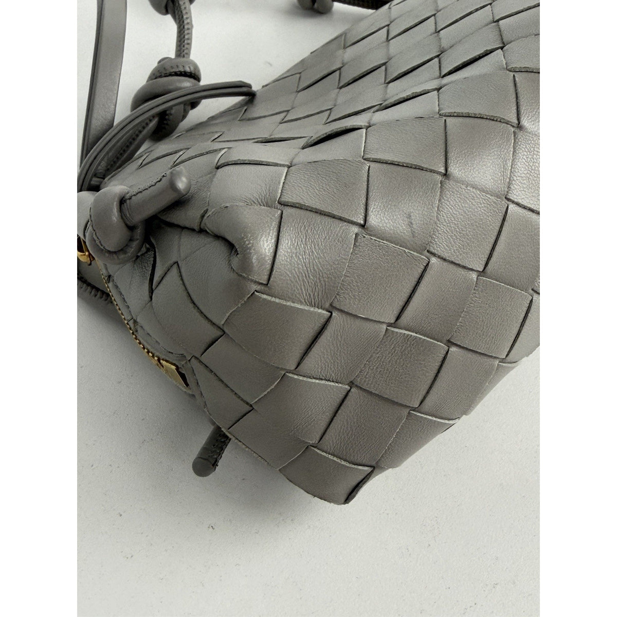 Bottega Veneta Concert Pouch Crossbody Bag Mini in Gray Intrecciato Leather E-1