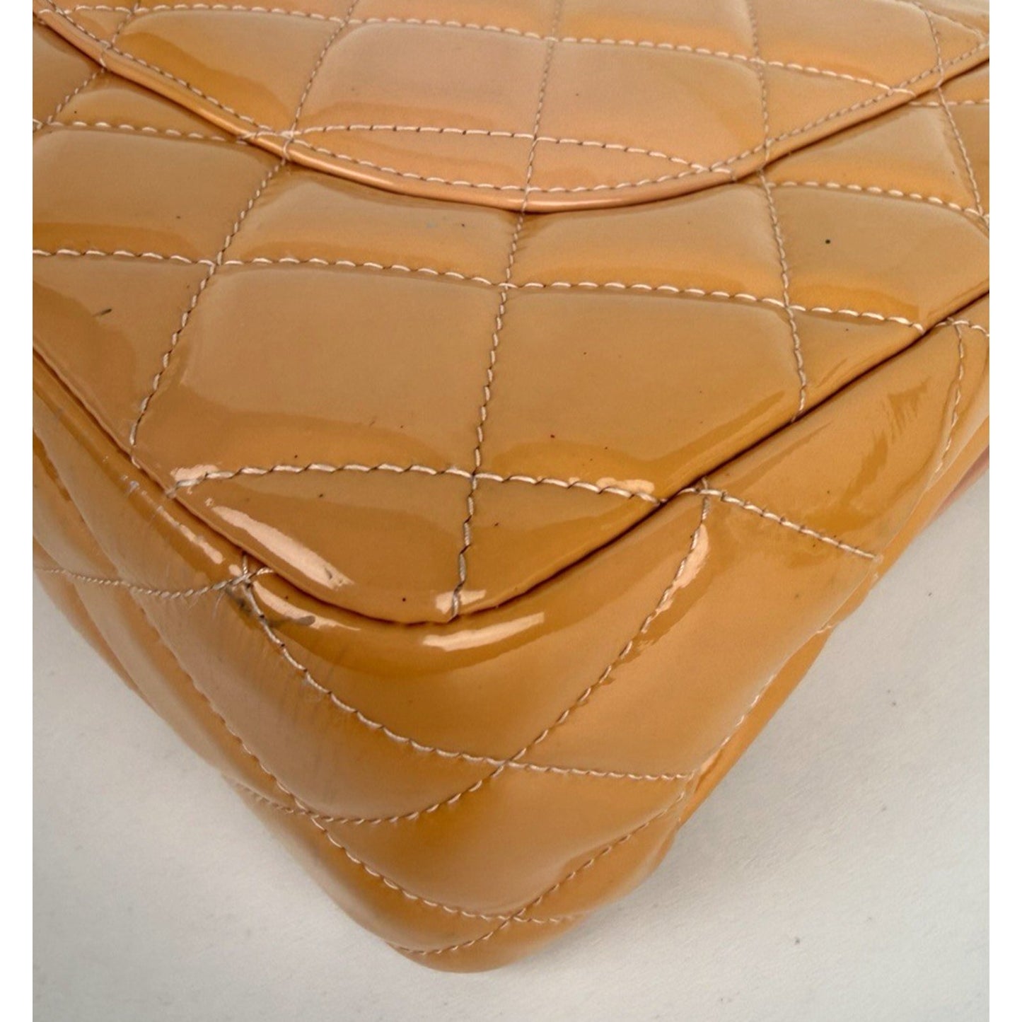 Chanel Classic Double Flap Jumbo Bag in Shiny Orange Patent Leather 2011 D1