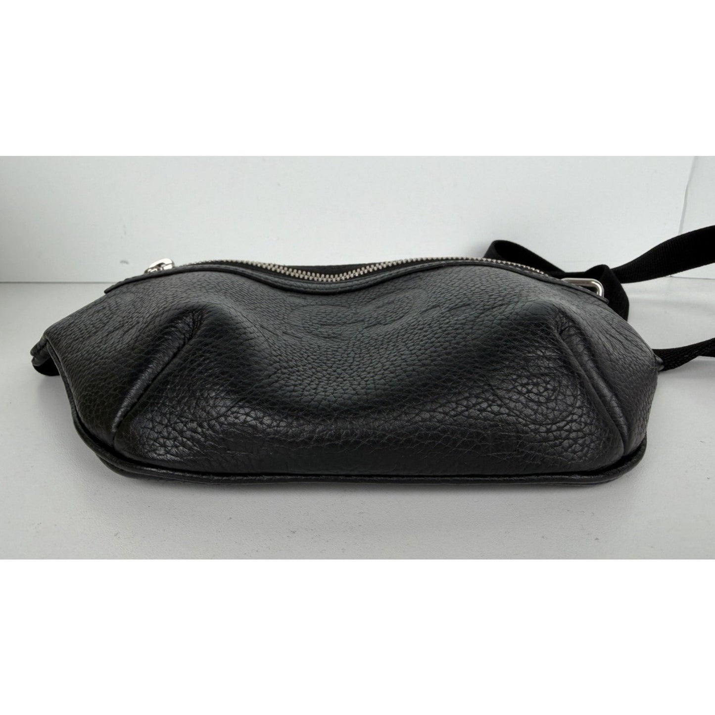 Gucci Embossed Jumbo GG Belt Bag Small in Black Piuma Calfskin Leather S
