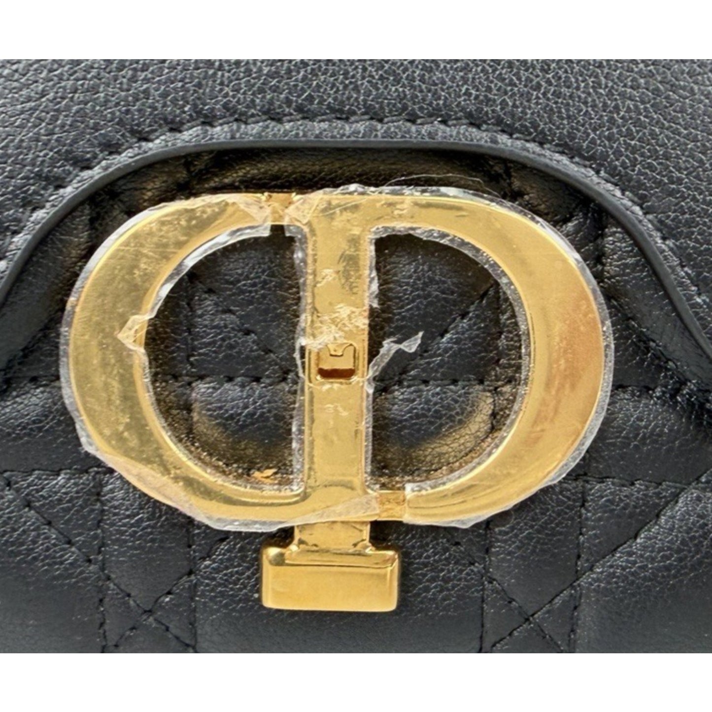 Dior Cannage Jolie Top Handle Small Bag in Black Calfskin with "CD" Clasp S-07