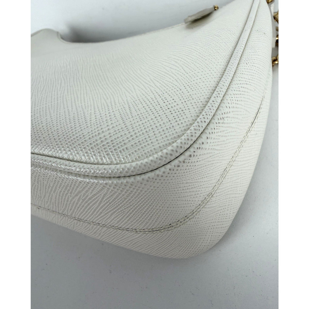 Prada Re-Edition 2005 Shoulder Bag White Saffiano Leather with Gold Hardware E-3